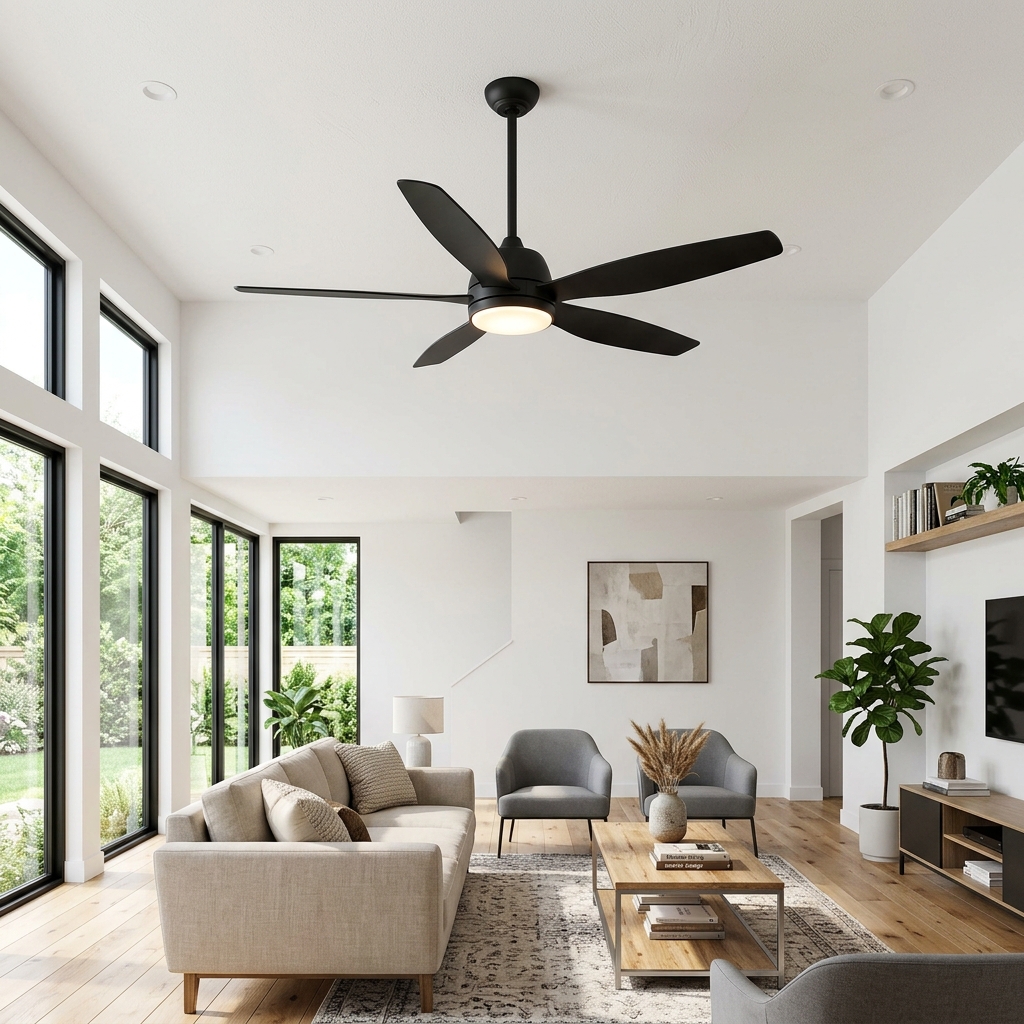 Modern ceiling fan installation